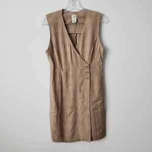 Vintage Gap Brown Tan Button Wrap Jumper Dress